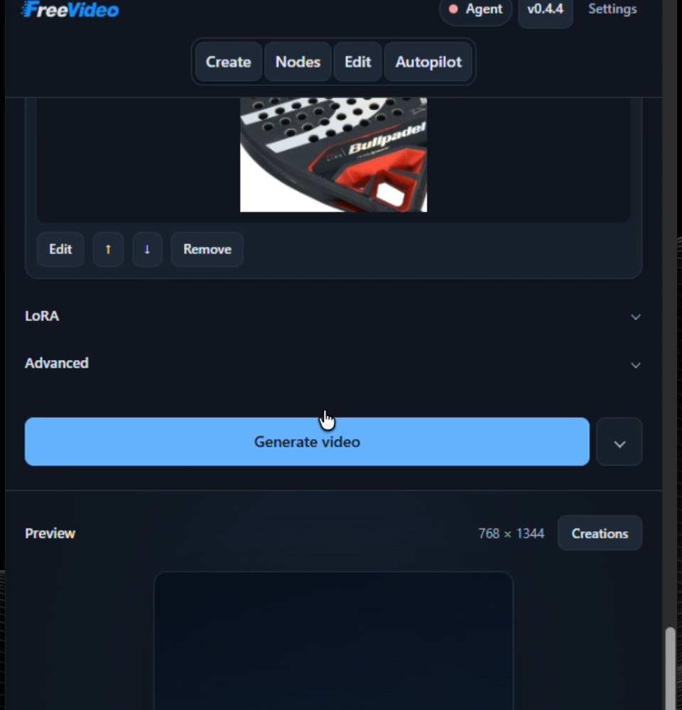 Botón Generate video