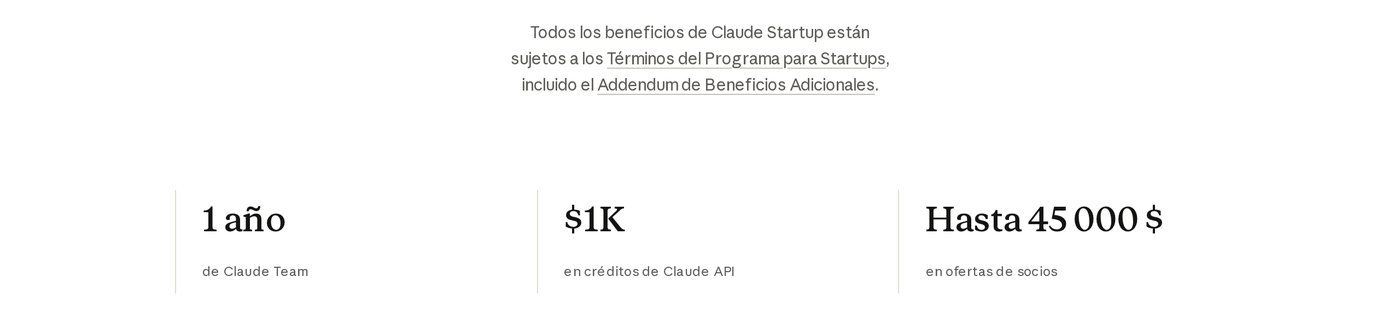 1 año de Claude Team, 1.000 $ en créditos de API y hasta 45.000 $ en ofertas