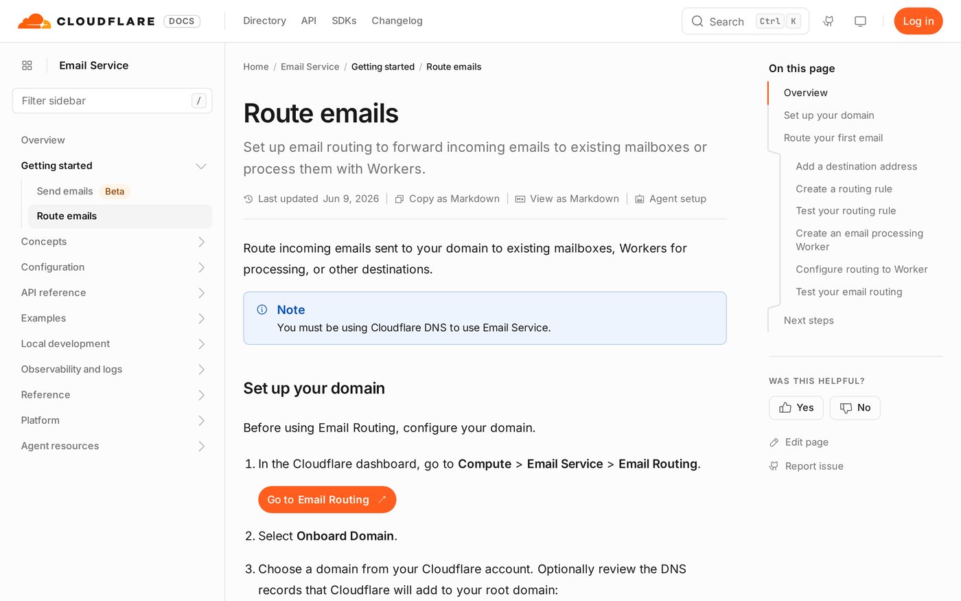 Documentación de Cloudflare Email Routing