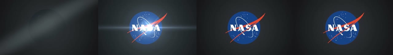 Logo que aparece desde la oscuridad con un destello