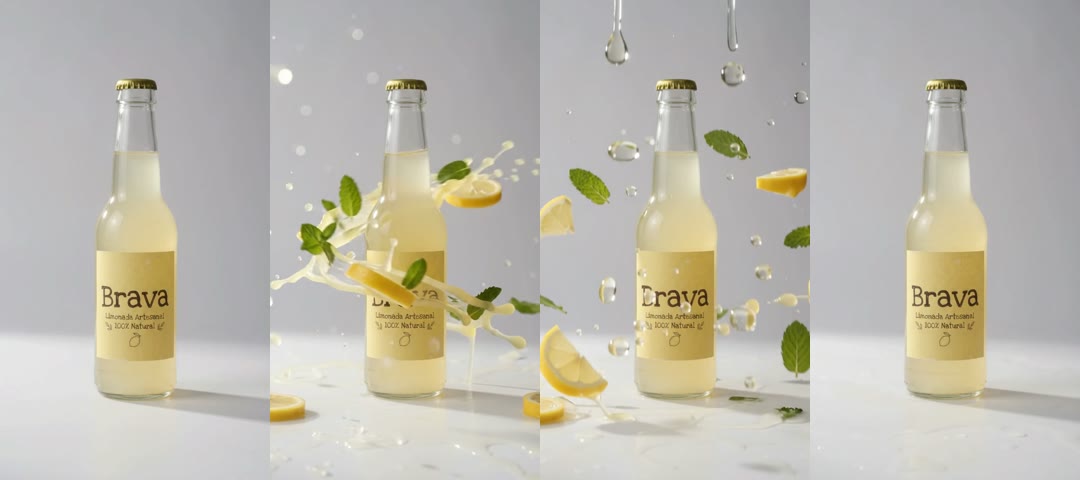 Fotogramas del vídeo splash: la botella con limones y gotas alrededor