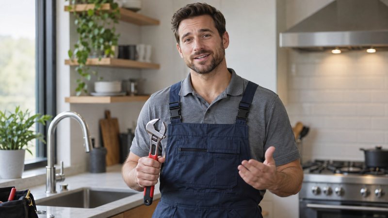 Fontanero en una cocina