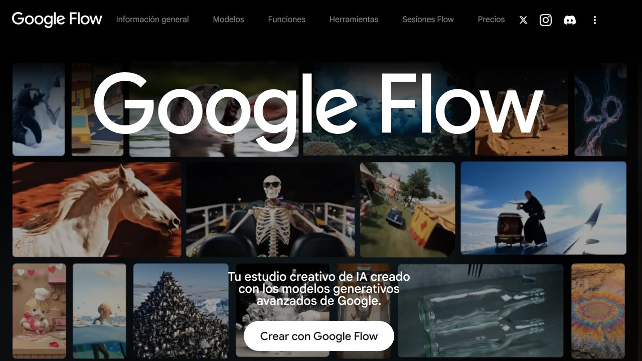 Portada de Google Flow con el botón Crear con Google Flow