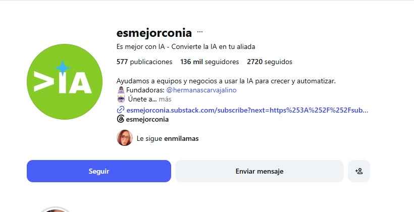 Perfil de Instagram de un competidor